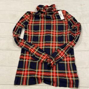 J Crew NWT plaid print XS turtle neck. Fitted. Fun colors.